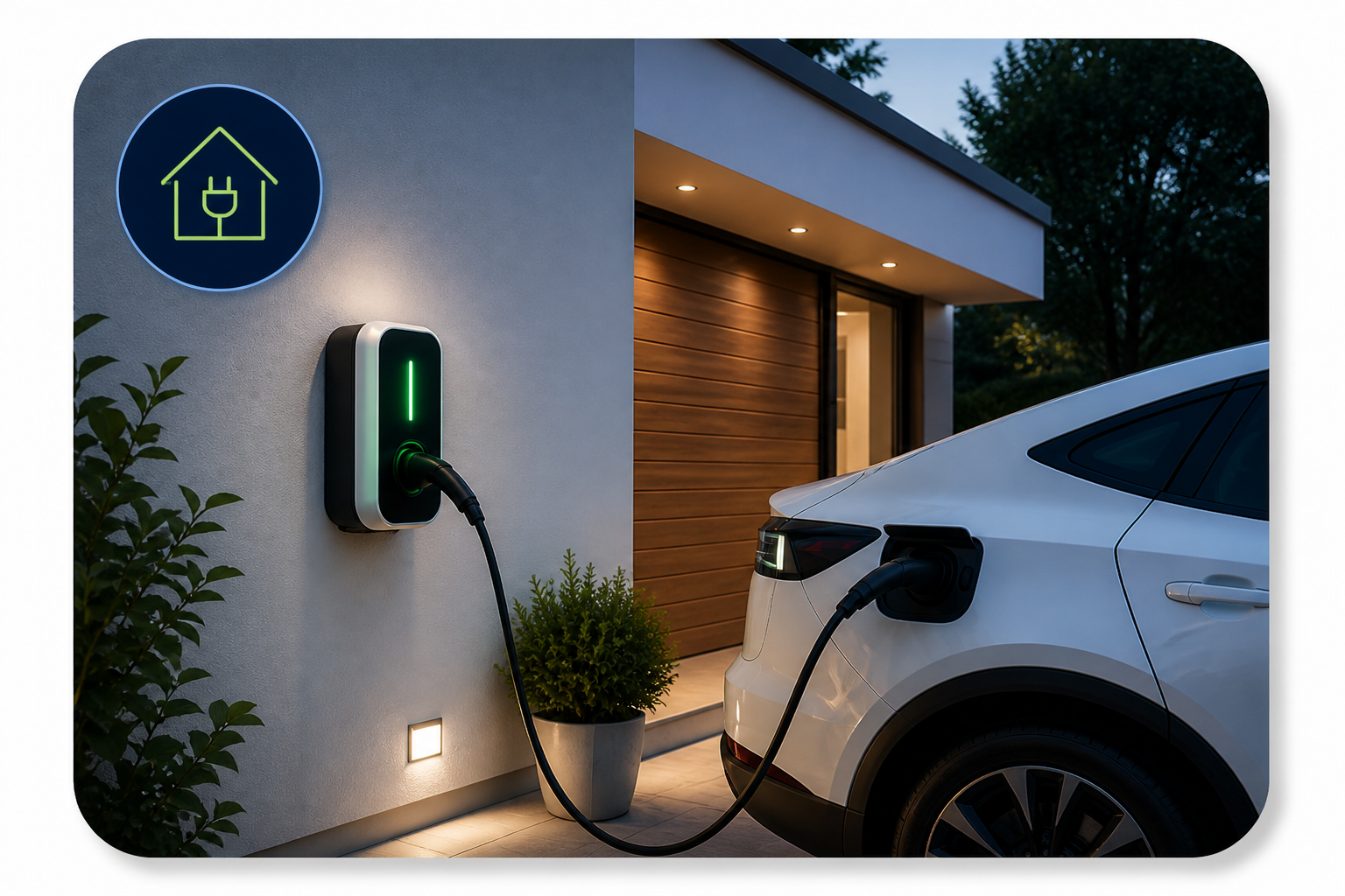 Instalación residencial de punto de carga para vehículo eléctrico en vivienda
